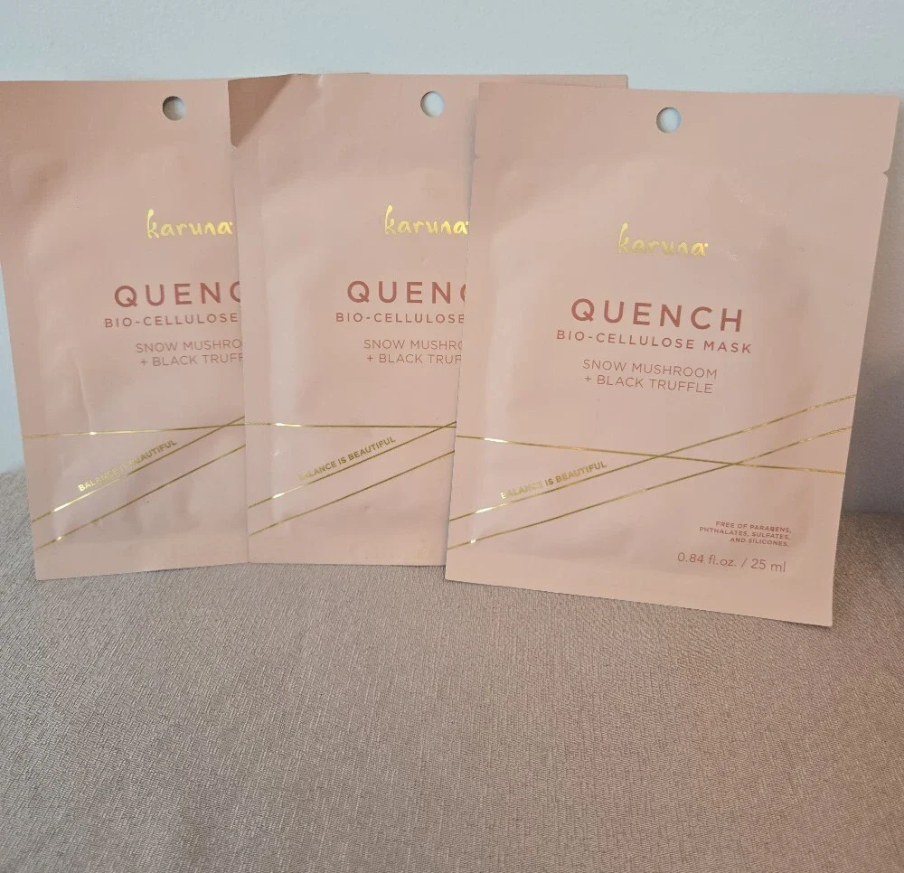 Karuna Quench Bio‑Cellulose Mask Bundle (3 Pack) – Snow Mushroom + Black Truffle